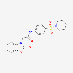 molecular formula C20H21N3O5S B3565294 2-(2-oxo-1,3-benzoxazol-3(2H)-yl)-N-[4-(1-piperidinylsulfonyl)phenyl]acetamide 