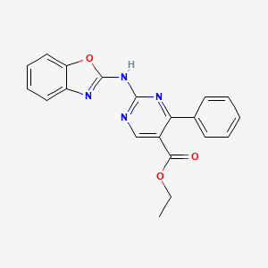 molecular formula C20H16N4O3 B3565328 Ethyl 2-(1,3-benzoxazol-2-ylamino)-4-phenylpyrimidine-5-carboxylate 