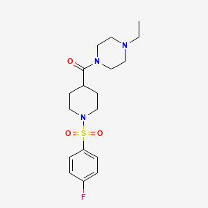 molecular formula C18H26FN3O3S B3565359 (4-Ethylpiperazin-1-yl){1-[(4-fluorophenyl)sulfonyl]piperidin-4-yl}methanone 