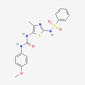 molecular formula C18H18N4O4S2 B3565381 N-[5-({[(4-methoxyphenyl)amino]carbonyl}amino)-4-methyl-1,3-thiazol-2-yl]benzenesulfonamide 