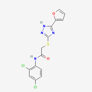 molecular formula C14H10Cl2N4O2S B3565435 N-(2,4-dichlorophenyl)-2-[[5-(furan-2-yl)-1H-1,2,4-triazol-3-yl]sulfanyl]acetamide 