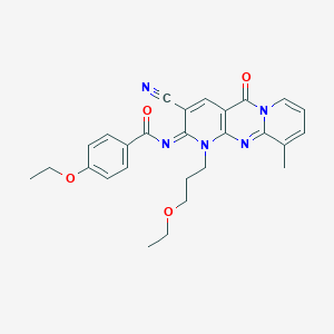 N-[5-Cyano-7-(3-ethoxypropyl)-11-methyl-2-oxo-1,7,9-triazatricyclo[8.4.0.03,8]tetradeca-3(8),4,9,11,13-pentaen-6-ylidene]-4-ethoxybenzamide