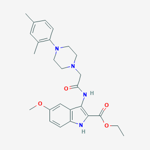 Ethyl 3-[[2-[4-(2,4-dimethylphenyl)piperazin-1-yl]acetyl]amino]-5-methoxy-1H-indole-2-carboxylate