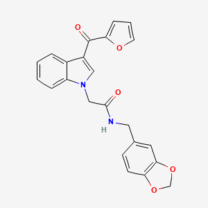 molecular formula C23H18N2O5 B3565656 N-(1,3-benzodioxol-5-ylmethyl)-2-[3-(2-furoyl)-1H-indol-1-yl]acetamide 