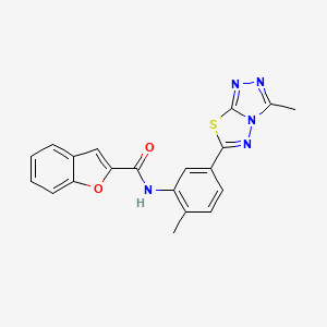 molecular formula C20H15N5O2S B3565716 N-[2-methyl-5-(3-methyl[1,2,4]triazolo[3,4-b][1,3,4]thiadiazol-6-yl)phenyl]-1-benzofuran-2-carboxamide CAS No. 797767-54-5