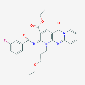 Ethyl 7-(3-ethoxypropyl)-6-(3-fluorobenzoyl)imino-2-oxo-1,7,9-triazatricyclo[8.4.0.03,8]tetradeca-3(8),4,9,11,13-pentaene-5-carboxylate