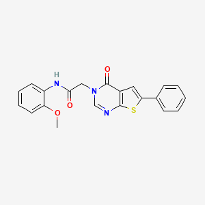 molecular formula C21H17N3O3S B3565861 N-(2-methoxyphenyl)-2-(4-oxo-6-phenylthieno[2,3-d]pyrimidin-3-yl)acetamide 