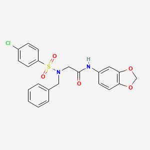 molecular formula C22H19ClN2O5S B3565909 N-(2H-1,3-BENZODIOXOL-5-YL)-2-(N-BENZYL4-CHLOROBENZENESULFONAMIDO)ACETAMIDE 