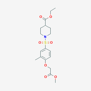 molecular formula C18H25NO7S B3566036 Ethyl 1-[4-(2-methoxy-2-oxoethoxy)-3-methylphenyl]sulfonylpiperidine-4-carboxylate 