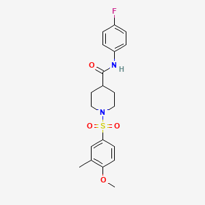 molecular formula C20H23FN2O4S B3566145 N-(4-fluorophenyl)-1-(4-methoxy-3-methylphenyl)sulfonylpiperidine-4-carboxamide 