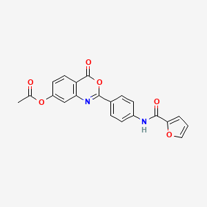 molecular formula C21H14N2O6 B3566253 2-{4-[(furan-2-ylcarbonyl)amino]phenyl}-4-oxo-4H-3,1-benzoxazin-7-yl acetate 