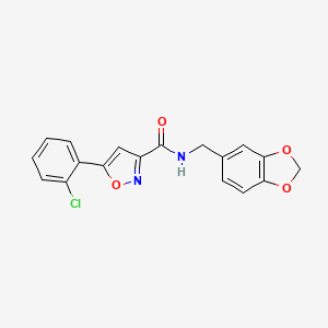 molecular formula C18H13ClN2O4 B3566313 N-(1,3-benzodioxol-5-ylmethyl)-5-(2-chlorophenyl)-3-isoxazolecarboxamide 
