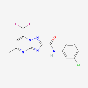 molecular formula C14H10ClF2N5O B3566328 N~2~-(3-CHLOROPHENYL)-7-(DIFLUOROMETHYL)-5-METHYL[1,2,4]TRIAZOLO[1,5-A]PYRIMIDINE-2-CARBOXAMIDE 