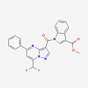 molecular formula C24H16F2N4O3 B3566379 METHYL 1-[7-(DIFLUOROMETHYL)-5-PHENYLPYRAZOLO[1,5-A]PYRIMIDINE-3-CARBONYL]-1H-INDOLE-3-CARBOXYLATE 