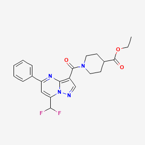 molecular formula C22H22F2N4O3 B3566385 ethyl 1-[7-(difluoromethyl)-5-phenylpyrazolo[1,5-a]pyrimidine-3-carbonyl]piperidine-4-carboxylate 