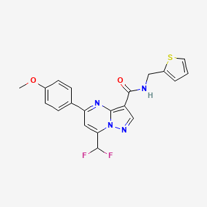 molecular formula C20H16F2N4O2S B3566450 7-(DIFLUOROMETHYL)-5-(4-METHOXYPHENYL)-N-[(THIOPHEN-2-YL)METHYL]PYRAZOLO[1,5-A]PYRIMIDINE-3-CARBOXAMIDE 