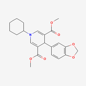 molecular formula C22H25NO6 B3566607 dimethyl 4-(1,3-benzodioxol-5-yl)-1-cyclohexyl-1,4-dihydro-3,5-pyridinedicarboxylate 