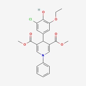 molecular formula C23H22ClNO6 B3566635 dimethyl 4-(3-chloro-5-ethoxy-4-hydroxyphenyl)-1-phenyl-1,4-dihydro-3,5-pyridinedicarboxylate 