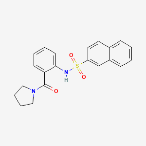 molecular formula C21H20N2O3S B3566730 N-[2-(1-pyrrolidinylcarbonyl)phenyl]-2-naphthalenesulfonamide 