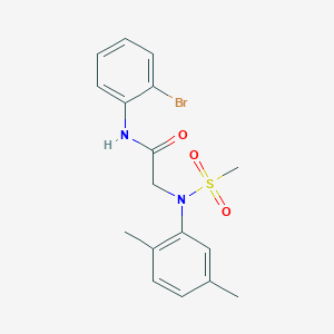 molecular formula C17H19BrN2O3S B3566783 N-(2-bromophenyl)-2-(2,5-dimethyl-N-methylsulfonylanilino)acetamide 