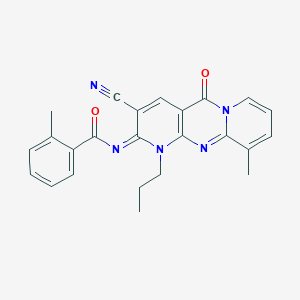B356680 N-(5-Cyano-11-methyl-2-oxo-7-propyl-1,7,9-triazatricyclo[8.4.0.03,8]tetradeca-3(8),4,9,11,13-pentaen-6-ylidene)-2-methylbenzamide CAS No. 848867-45-8