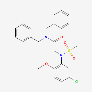 molecular formula C24H25ClN2O4S B3566802 N,N-dibenzyl-2-(5-chloro-2-methoxy-N-methylsulfonylanilino)acetamide 