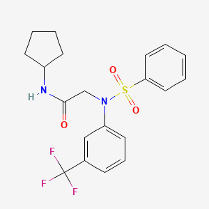 molecular formula C20H21F3N2O3S B3566812 N~1~-cyclopentyl-N~2~-(phenylsulfonyl)-N~2~-[3-(trifluoromethyl)phenyl]glycinamide 
