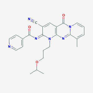 molecular formula C25H24N6O3 B356686 N-[3-cyano-1-(3-isopropoxypropyl)-10-methyl-5-oxo-1,5-dihydro-2H-dipyrido[1,2-a:2,3-d]pyrimidin-2-ylidene]isonicotinamide CAS No. 1164505-55-8