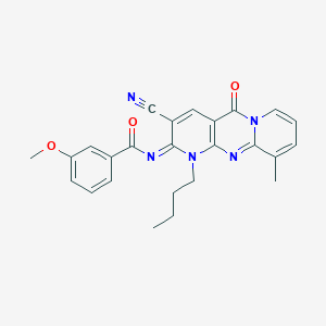 molecular formula C25H23N5O3 B356692 N-(7-Butyl-5-cyano-11-methyl-2-oxo-1,7,9-triazatricyclo[8.4.0.03,8]tetradeca-3(8),4,9,11,13-pentaen-6-ylidene)-3-methoxybenzamide CAS No. 849920-99-6