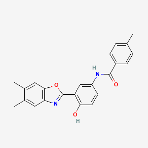 molecular formula C23H20N2O3 B3566961 N-[3-(5,6-dimethyl-1,3-benzoxazol-2-yl)-4-hydroxyphenyl]-4-methylbenzamide 