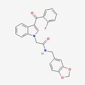 molecular formula C25H19FN2O4 B3567014 N-(1,3-benzodioxol-5-ylmethyl)-2-[3-(2-fluorobenzoyl)-1H-indol-1-yl]acetamide 