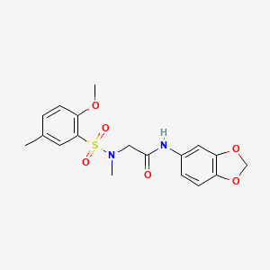 molecular formula C18H20N2O6S B3567018 N~1~-1,3-benzodioxol-5-yl-N~2~-[(2-methoxy-5-methylphenyl)sulfonyl]-N~2~-methylglycinamide 