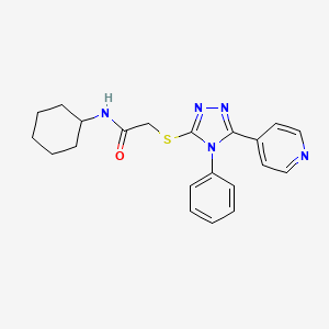 molecular formula C21H23N5OS B3567041 N~1~-CYCLOHEXYL-2-{[4-PHENYL-5-(4-PYRIDYL)-4H-1,2,4-TRIAZOL-3-YL]SULFANYL}ACETAMIDE 