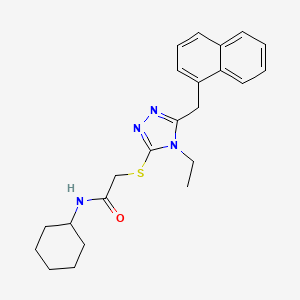 molecular formula C23H28N4OS B3567048 N-cyclohexyl-2-{[4-ethyl-5-(naphthalen-1-ylmethyl)-4H-1,2,4-triazol-3-yl]sulfanyl}acetamide 