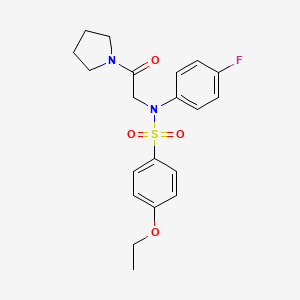 molecular formula C20H23FN2O4S B3567096 4-ethoxy-N-(4-fluorophenyl)-N-[2-oxo-2-(1-pyrrolidinyl)ethyl]benzenesulfonamide 
