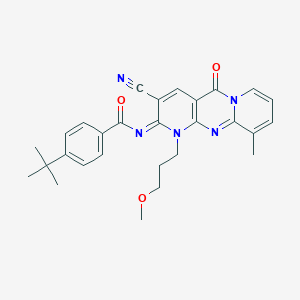 molecular formula C28H29N5O3 B356716 4-tert-butyl-N-[5-cyano-7-(3-methoxypropyl)-11-methyl-2-oxo-1,7,9-triazatricyclo[8.4.0.03,8]tetradeca-3(8),4,9,11,13-pentaen-6-ylidene]benzamide CAS No. 844460-22-6