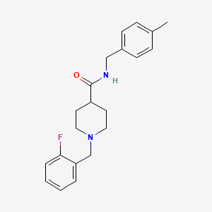 molecular formula C21H25FN2O B3567175 1-(2-fluorobenzyl)-N-(4-methylbenzyl)piperidine-4-carboxamide 