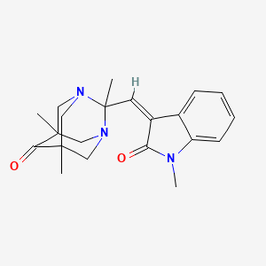 molecular formula C21H25N3O2 B3567296 2,5,7-Trimethyl-2-(1-methyl-2-oxo-1,2-dihydro-indol-3-ylidenemethyl)-1,3-diaza-tricyclo[3.3.1.1*3,7*]decan-6-one 
