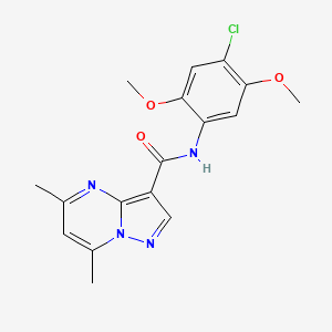 molecular formula C17H17ClN4O3 B3567338 N-(4-chloro-2,5-dimethoxyphenyl)-5,7-dimethylpyrazolo[1,5-a]pyrimidine-3-carboxamide 