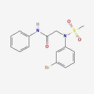 molecular formula C15H15BrN2O3S B3567386 2-(3-bromo-N-methylsulfonylanilino)-N-phenylacetamide 