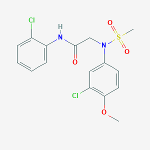 molecular formula C16H16Cl2N2O4S B3567398 2-(3-chloro-4-methoxy-N-methylsulfonylanilino)-N-(2-chlorophenyl)acetamide CAS No. 6167-14-2