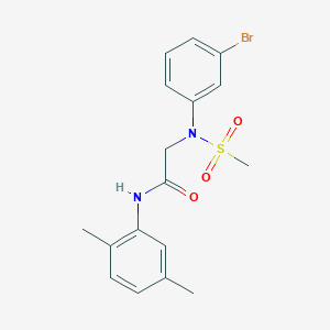 molecular formula C17H19BrN2O3S B3567405 N~2~-(3-bromophenyl)-N~1~-(2,5-dimethylphenyl)-N~2~-(methylsulfonyl)glycinamide 