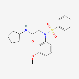 molecular formula C20H24N2O4S B3567462 N~1~-cyclopentyl-N~2~-(3-methoxyphenyl)-N~2~-(phenylsulfonyl)glycinamide 