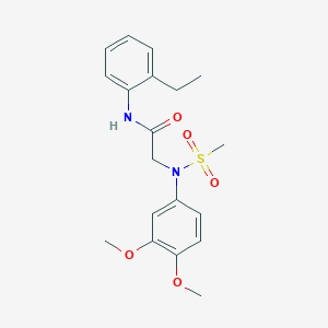 molecular formula C19H24N2O5S B3567527 N~2~-(3,4-dimethoxyphenyl)-N~1~-(2-ethylphenyl)-N~2~-(methylsulfonyl)glycinamide 