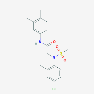 molecular formula C18H21ClN2O3S B3567540 N~2~-(4-chloro-2-methylphenyl)-N~1~-(3,4-dimethylphenyl)-N~2~-(methylsulfonyl)glycinamide 