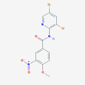 molecular formula C13H9Br2N3O4 B3567560 N-(3,5-dibromopyridin-2-yl)-4-methoxy-3-nitrobenzamide 