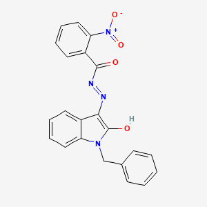 molecular formula C22H16N4O4 B3567579 N'-(1-benzyl-2-oxo-1,2-dihydro-3H-indol-3-ylidene)-2-nitrobenzohydrazide 