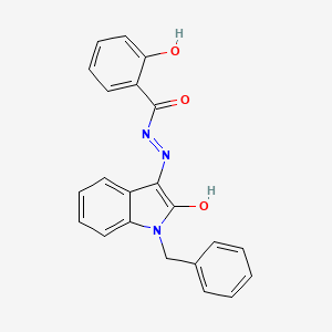 molecular formula C22H17N3O3 B3567592 N'-[(3Z)-1-benzyl-2-oxo-1,2-dihydro-3H-indol-3-ylidene]-2-hydroxybenzohydrazide 