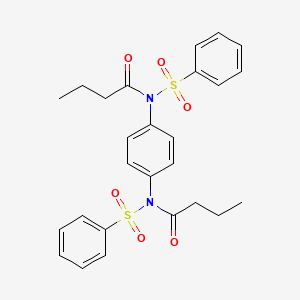 molecular formula C26H28N2O6S2 B3567600 N-(benzenesulfonyl)-N-[4-[benzenesulfonyl(butanoyl)amino]phenyl]butanamide 
