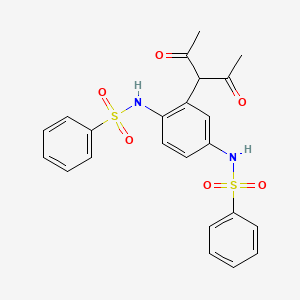 molecular formula C23H22N2O6S2 B3567603 N,N'-[2-(1-acetyl-2-oxopropyl)-1,4-phenylene]dibenzenesulfonamide 